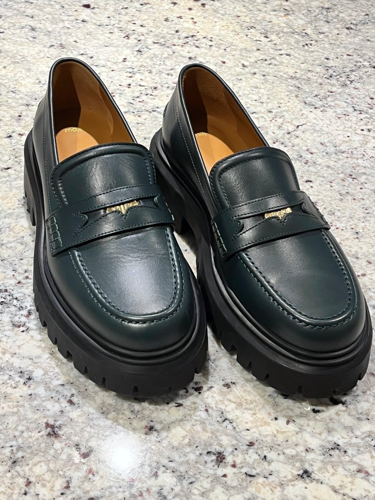 Maje Emerald Green Platform Penny Loafers Eu 41 Women's Size Us 10